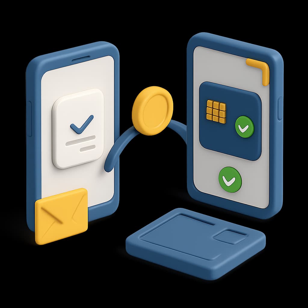 Illustration of a supervised payment transfer between two phones on NamPost rails