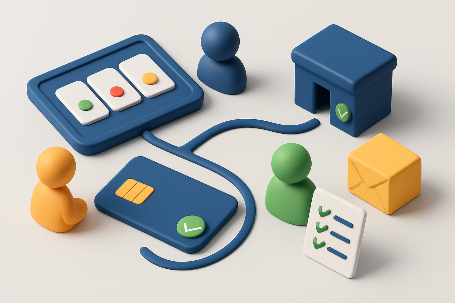 Illustration of a supervised grant disbursement calendar sequencing payouts to SmartCards and counters