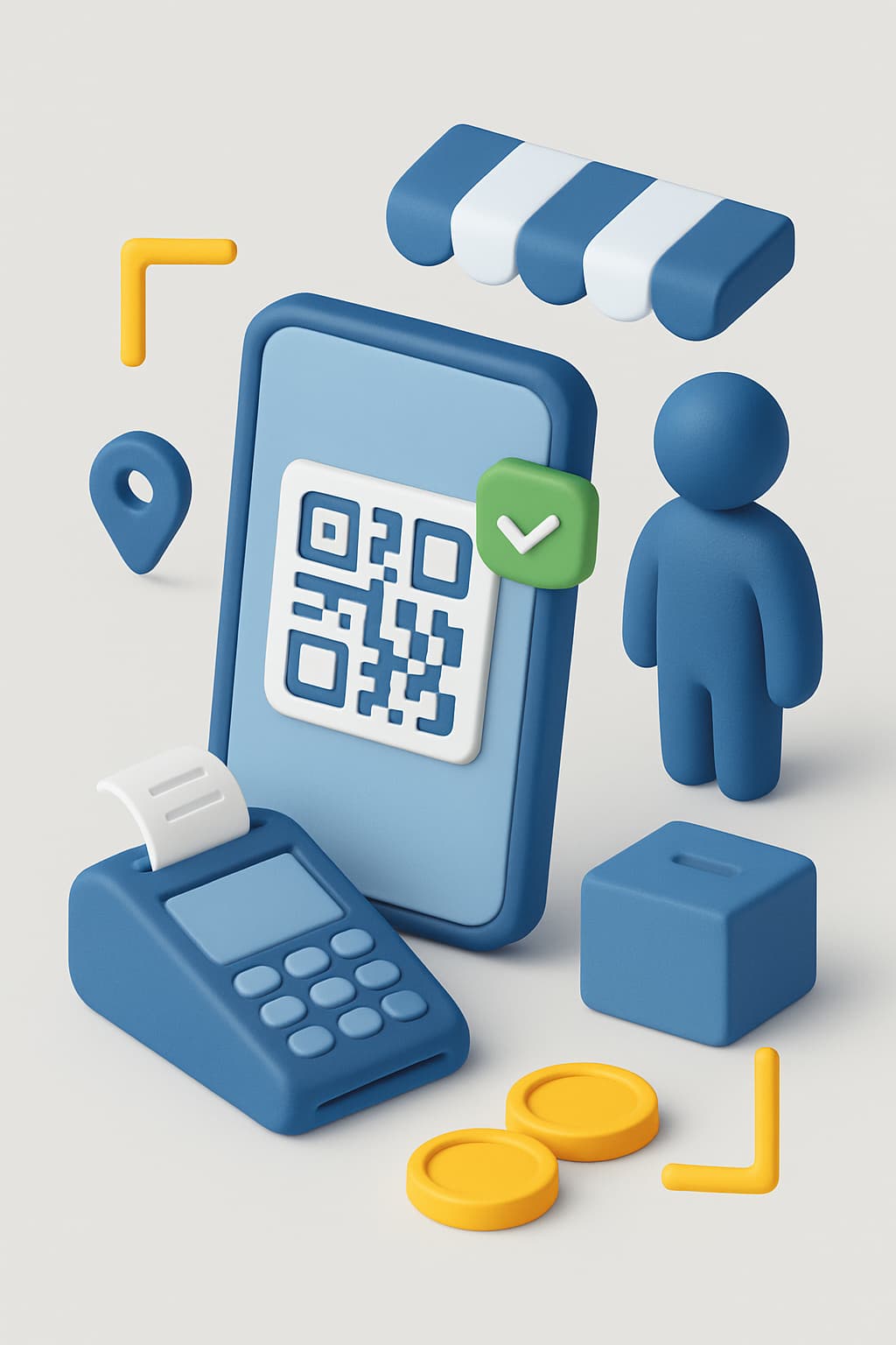 Illustration of a mobile shop and POS terminal for agent and NAMQR payments