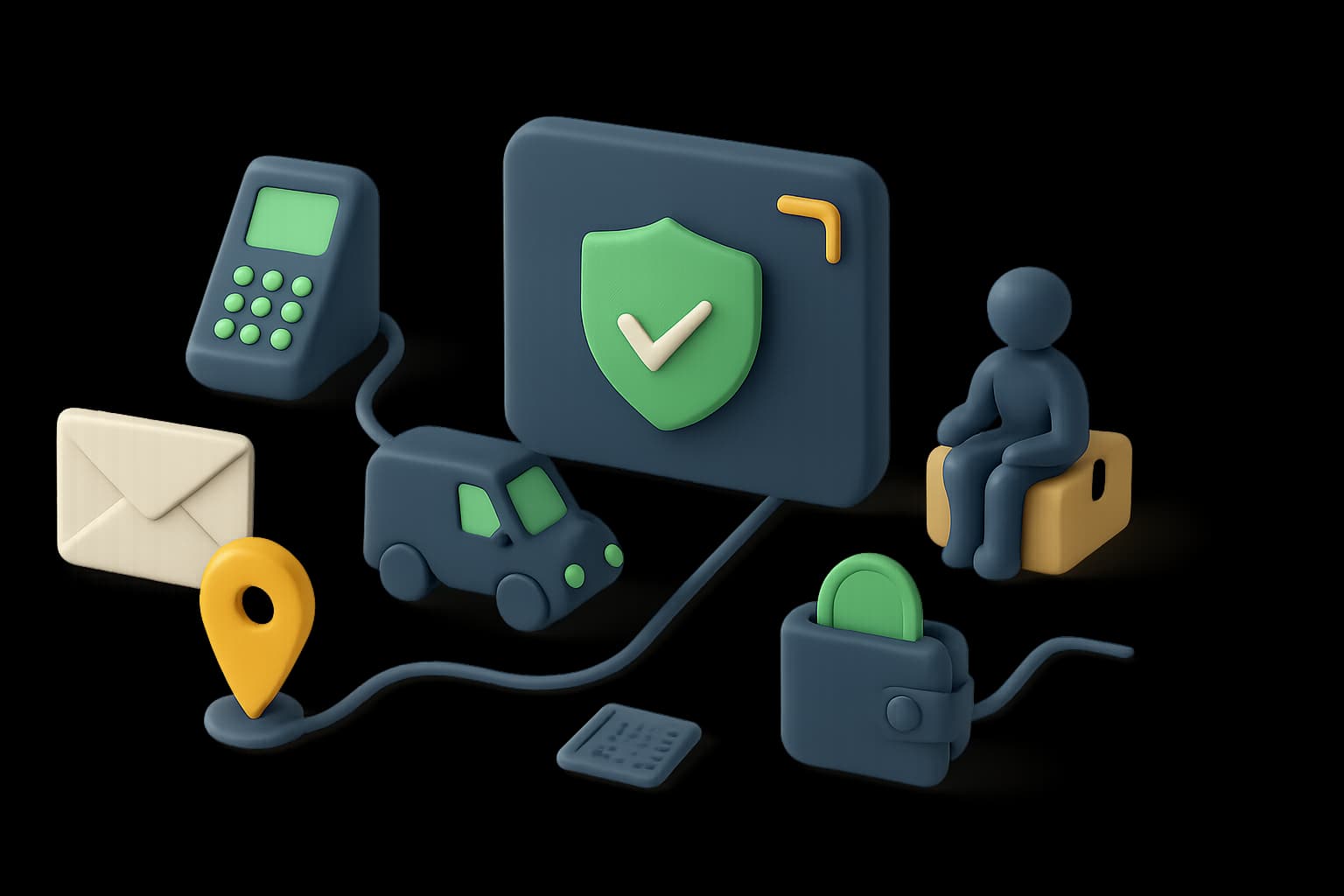 Illustration of postal service points connected to a supervised payment hub