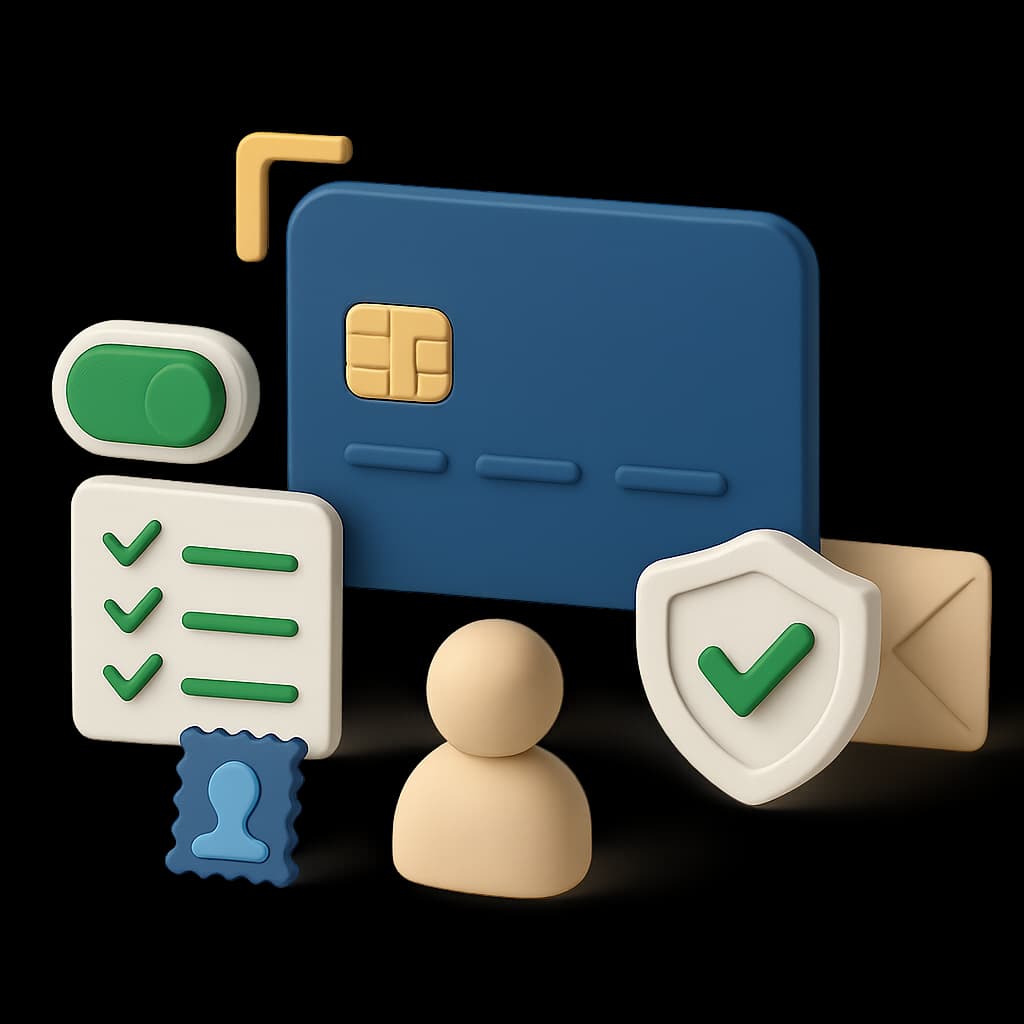 Illustration of a synthetic SmartCard with a consent gate controlling account-information reads